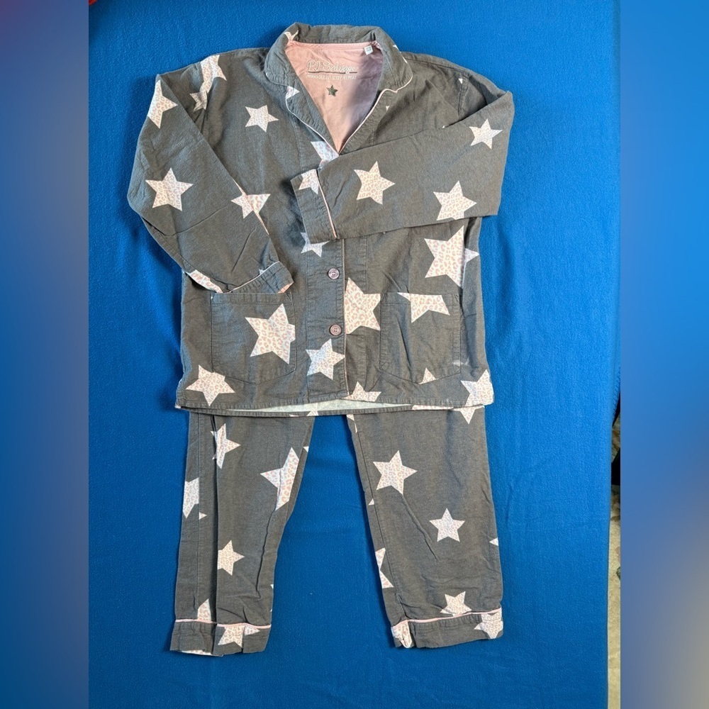 P.J. Salvage Live Life Cozy 100% Cotton Flannel 2 Pc Pajama Set Heavyweight Sz M